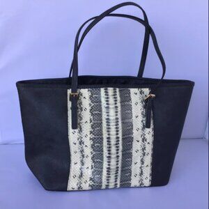 Michael Kors Jet Set Travel Medium Center Stripe Python Print Tote-Black